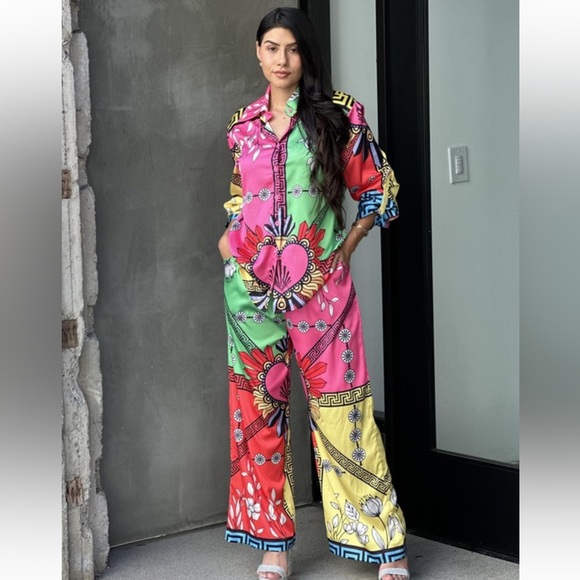 Absolutely Fabulous Patchwork Colorful Pant and Shirt Set - Picture 4 of 4